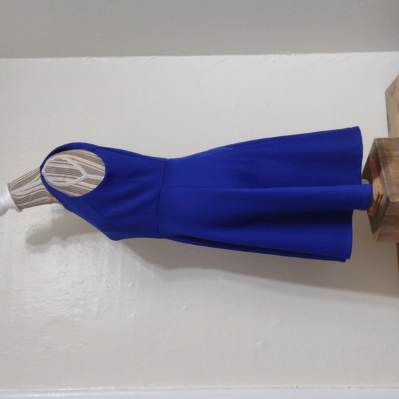 Milly Blue Fit & Flare Sleeveless Dress Exposed Goldtone Back Zip Size 4 - Picture 2 of 11